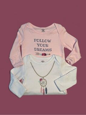 Little Treasure Girls' Long-Sleeve sleeper gown Set - Pink & White